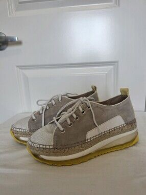 ATELIERS IRIS HANDMADE SUEDE LEATHER ESPADRILLE PLATFORM SNEAKERS — EU 38